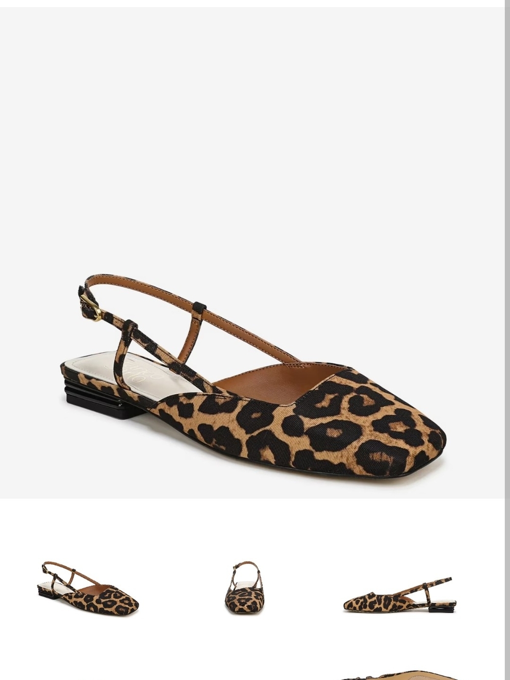 NEW FRANCO SARTO Leopard Print Slingback TADELLA FLAT SQUARE TOE